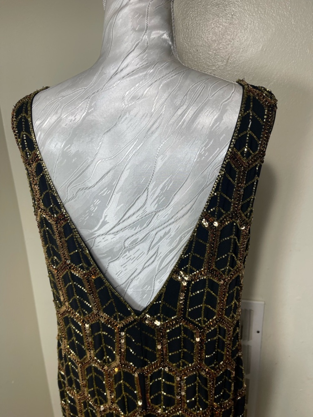 Maya Black Mini Dress with Gold Sequin party - Picture 3 of 7